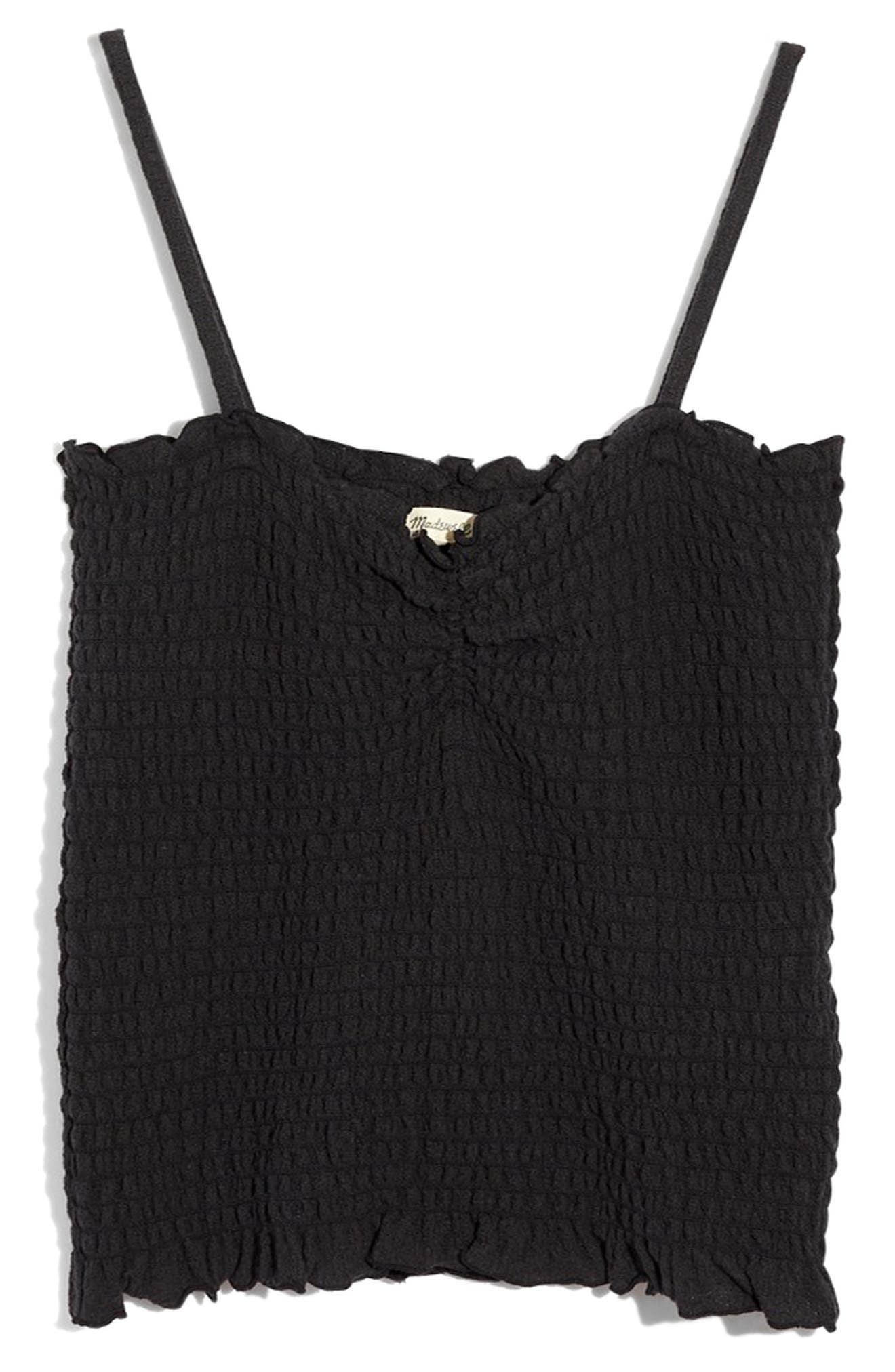 black smocked tank top