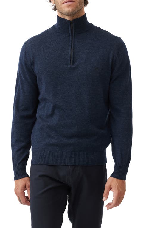 Shop Rodd & Gunn Calderwell Merino Wool Quarter Zip Sweater In Midnight