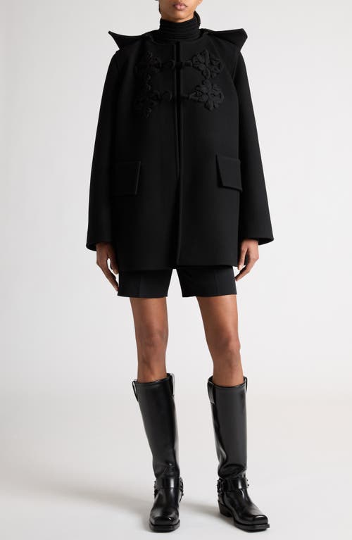 Shop Valentino Garavani Embellished Compact Virgin Wool Coat In Nero