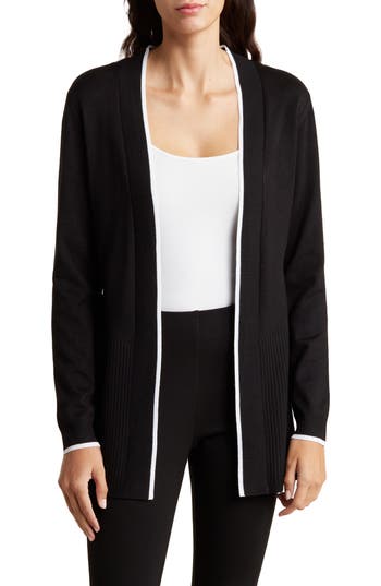 By Design Emery Open Front Cardigan In Black/white