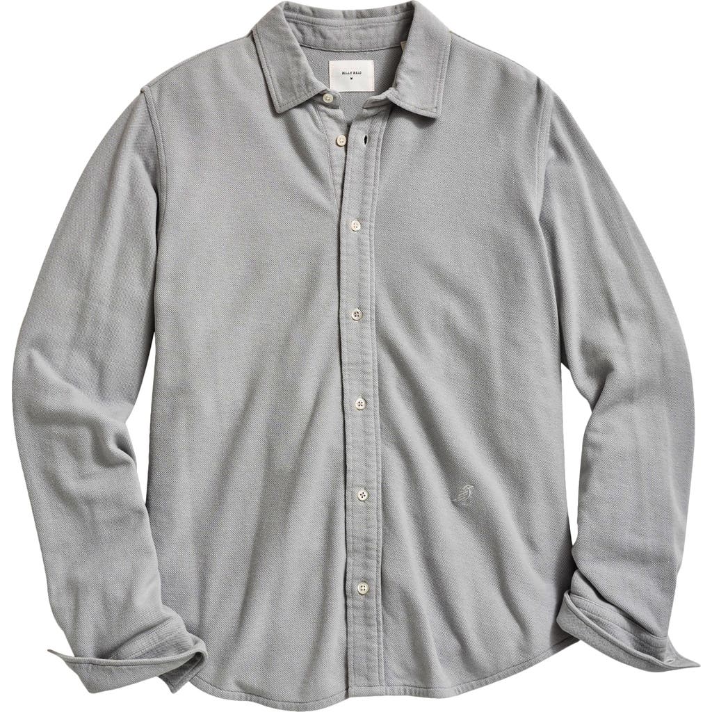 Billy Reid Yellowhammer Cotton & Linen Knit Button-Up Shirt in Silver