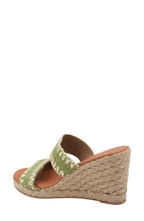 Shop Andre Assous André Assous Nolita Raffia Wedge Slide Sandal In Green Moss/natural