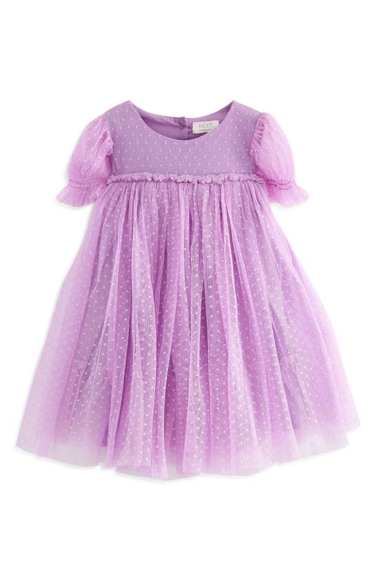 Next Kids' Dot Mesh Party Dress In Purple