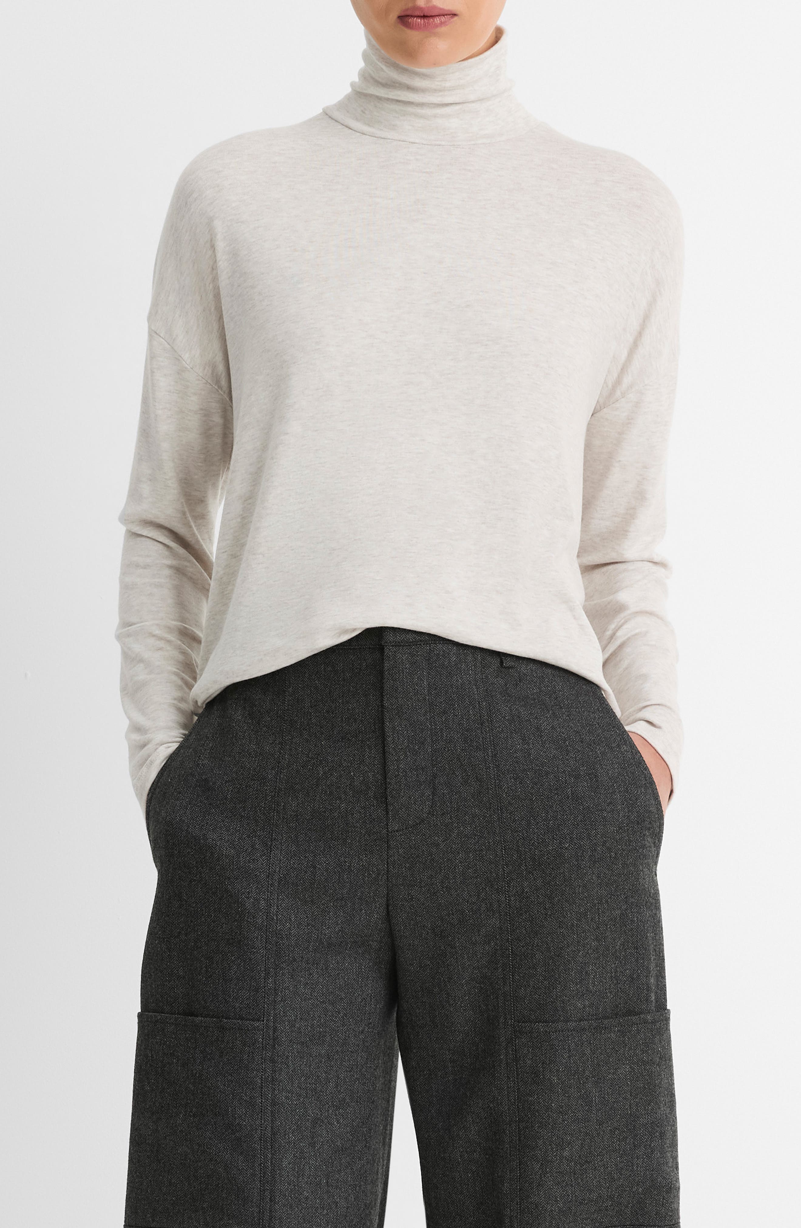 Vince Relaxed Jersey Turtleneck