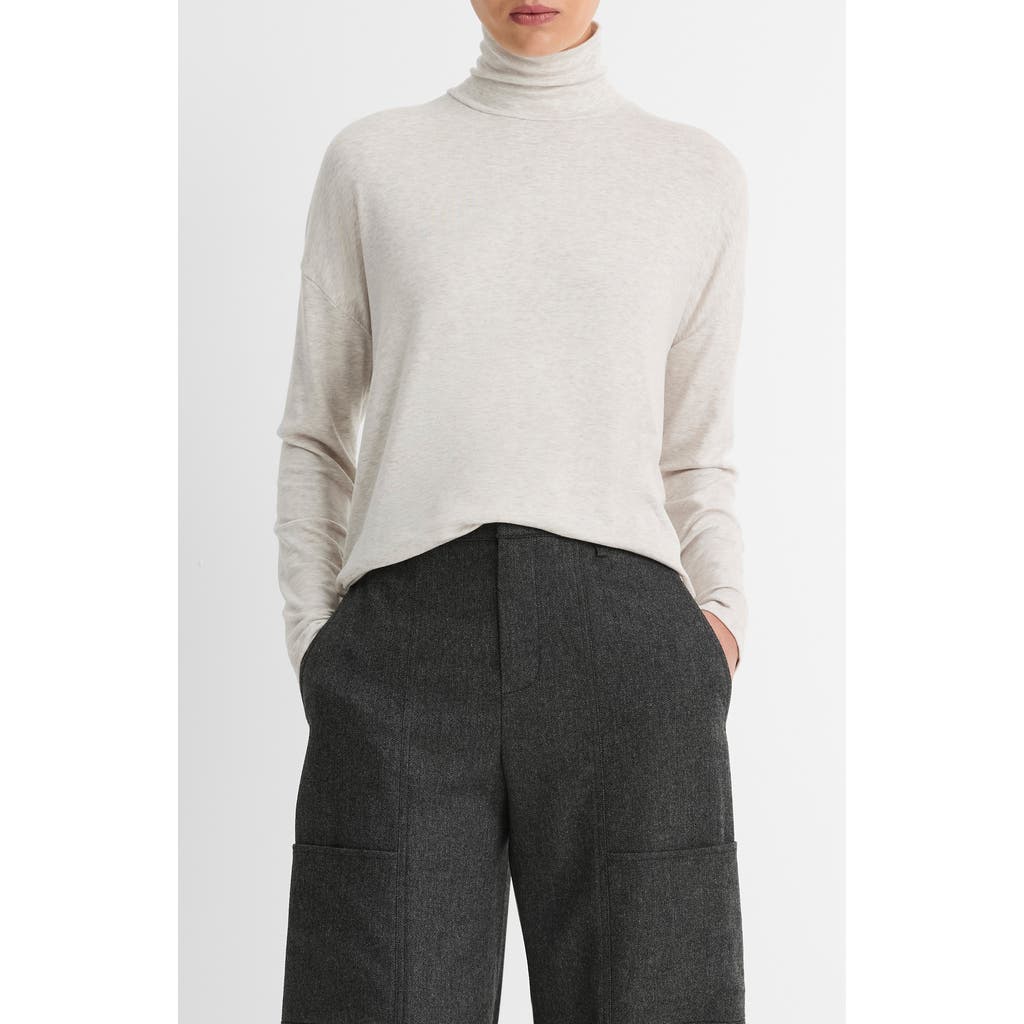 Vince Relaxed Jersey Turtleneck In Neutral