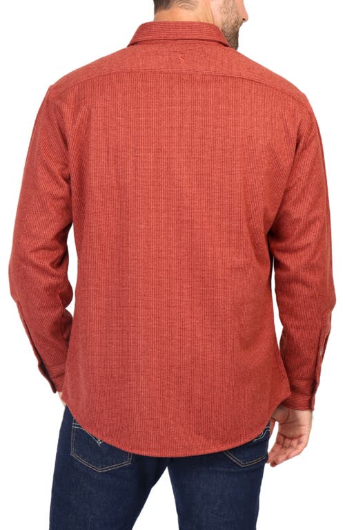 Tailorbyrd Houndstooth Faux Suede Button-up Shirt In Burnt Orange