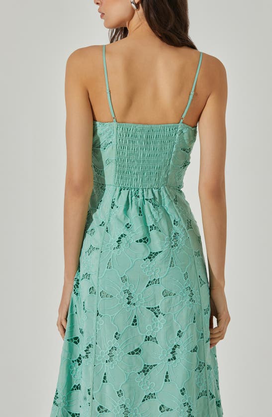 Shop Astr Floral Lace Midi Dress In Green