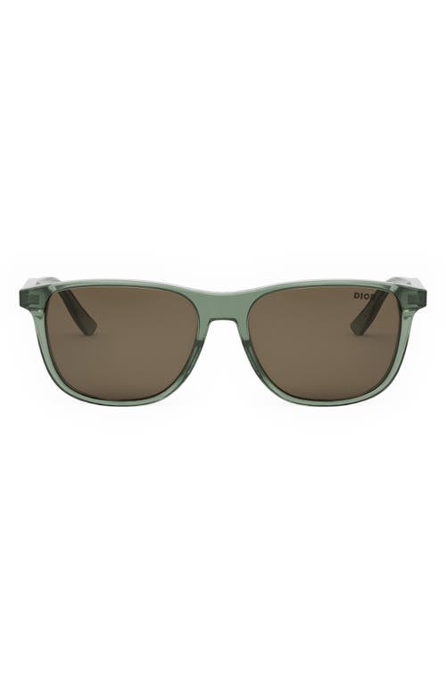 Shop Dior In S3i 56mm Rectangular Sunglasses In Dark Green/other/brown