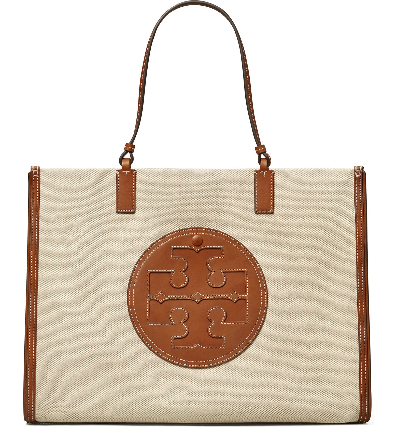 Canvas cream and tan Ella tote from Tory Burch