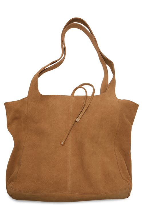 Mango Suede Shopper In Leather