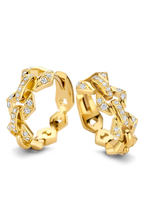 Flowe Pavé Diamond Hoop Earrings in Yellow Gold