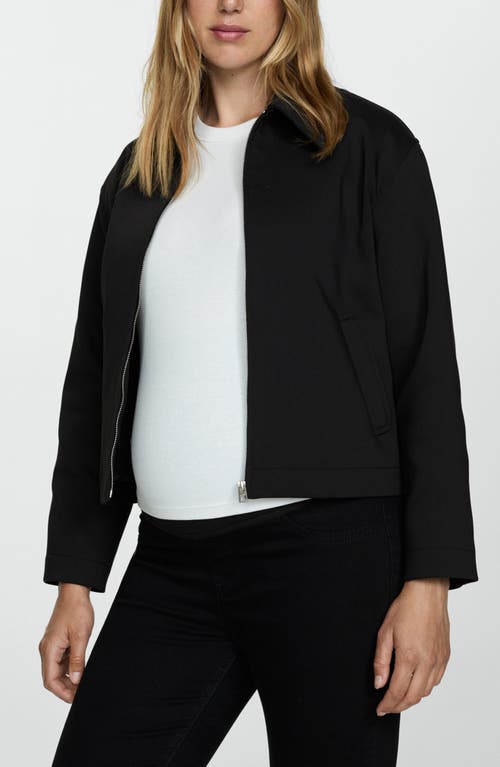 Shop Mango Over The Bump Flare Maternity Jeans In Black Denim