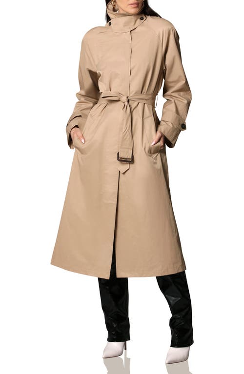 Avec Les Filles Water Resistant Belted Trench Coat in Khaki