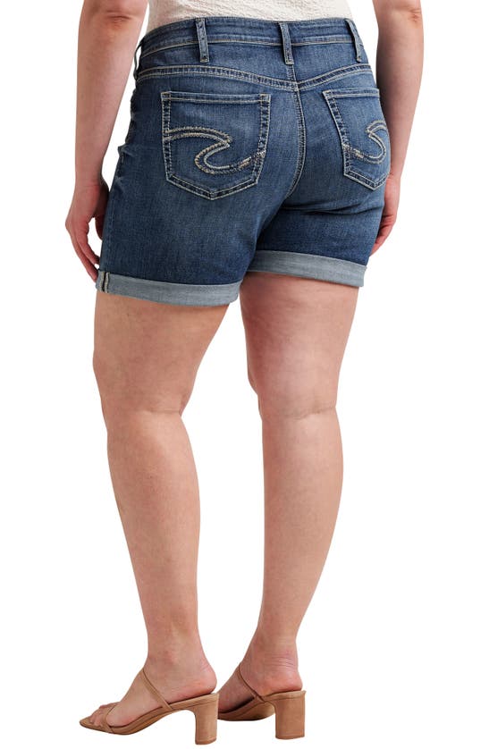 Shop Silver Jeans Co. Mid Rise Denim Boyfriend Shorts In Indigo