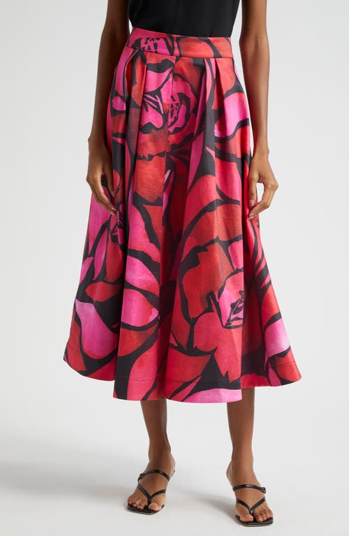 MILLY MILLY JULIET FLORAL TAFFETA MIDI SKIRT 