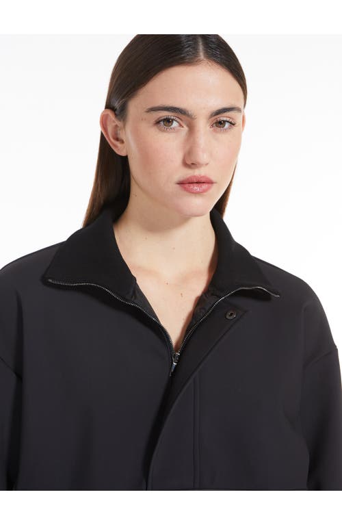 Shop Max Mara Leisure Porfido Mixed Media Half-zip Sweatshirt In Black