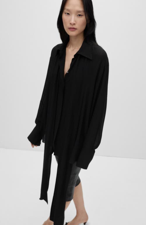 Mango Semi-transparent Lace Shirt Black In Black