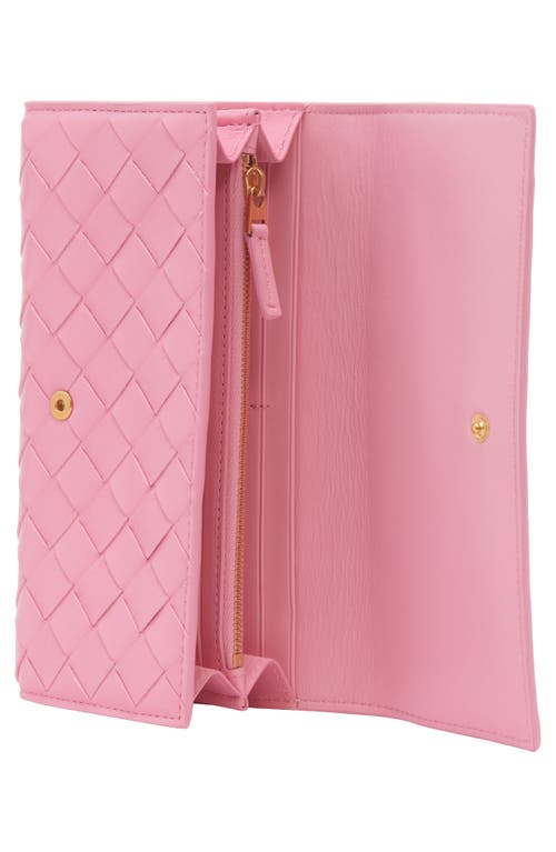Bottega Veneta Large Intrecciato Flap Wallet In Ribbon/gold