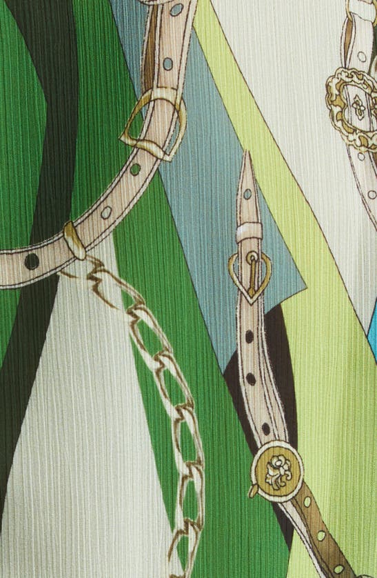 Shop L Agence L'agence Arabell Belt Print Long Sleeve Romper In Sea Green Multi Belt Swirl