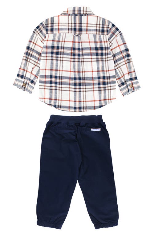 Shop Ruggedbutts Plaid Button-up Shirt & Joggers Set In Homegrown Harvest