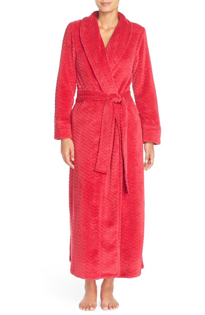 Oscar de la Renta Sleepwear Chevron Plush Robe | Nordstrom