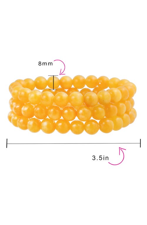 Bling Jewelry Set Of 3 Semiprecious Stone Beaded Stretch Bracelets In Yellow Quartz