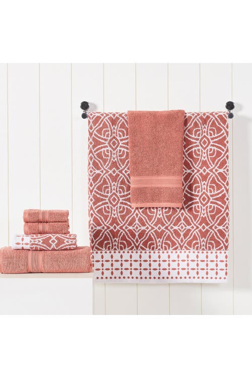 Modern Threads Yarn Dyed Jacquard/solid Towel 6-piece Set In Clay