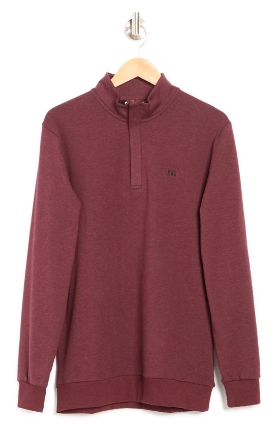 Travismathew Cloud 2.0 Quarter Zip Pullover In Heather Dark Red