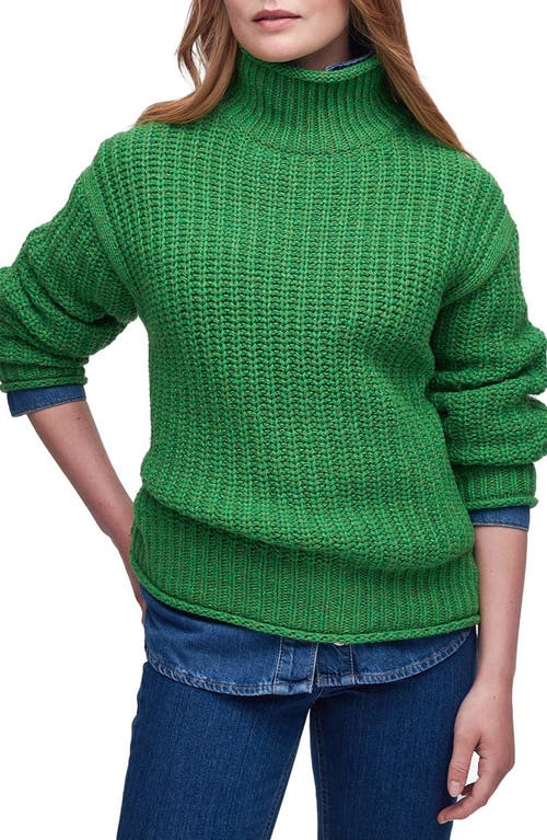 Rockcliffe Cotton Blend Shaker Stitch Turtleneck Sweater in Green Apple