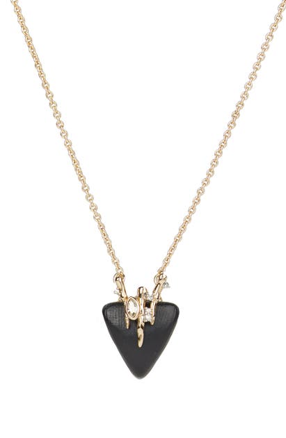 Alexis Bittar Navette Crystal Triangle Pendant Necklace In Black