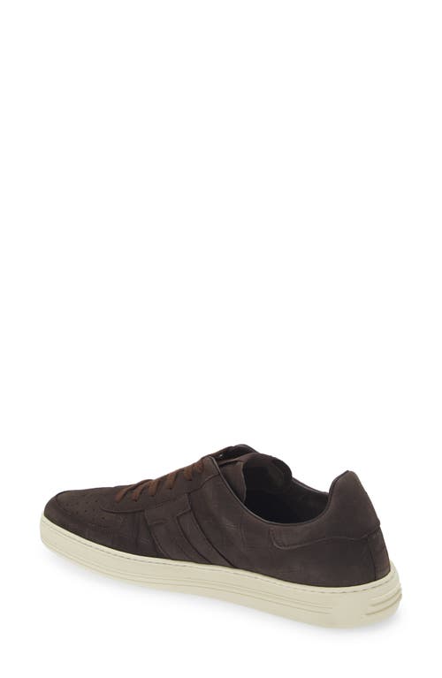 Tom Ford Radcliffe Croc Embossed Nubuck Sneaker In Brown