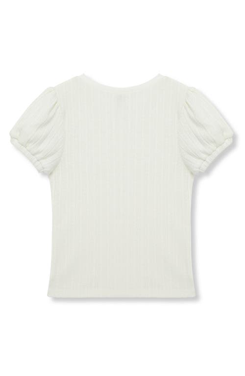 Shop Habitual Kids Kids' Pointelle Puff Sleeve Top In Off-white