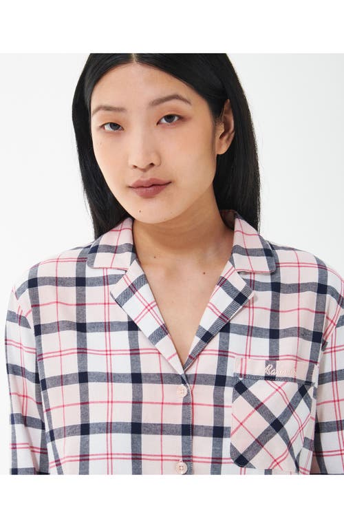 Shop Barbour Etta Tartan Brushed Cotton Nightshirt In Pink/navy Tartan