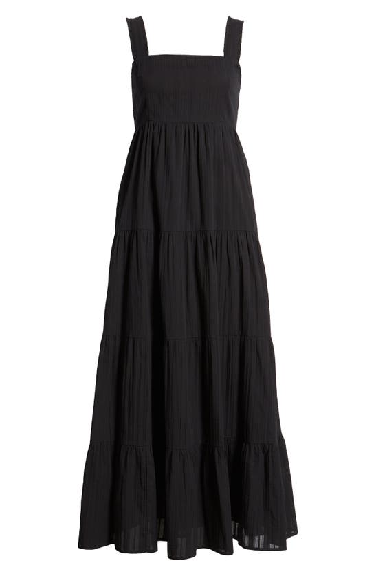 Shop Paige Ginseng Tiered Cotton Maxi Sundress In Black