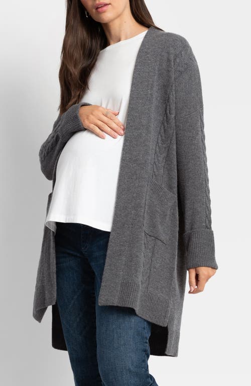 Shop Seraphine Wool Maternity Cardigan In Charcoal Marl