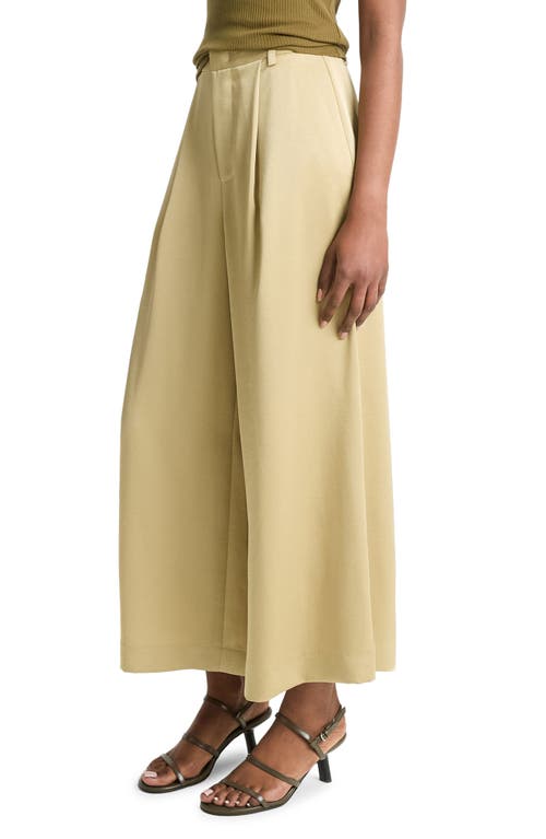 Shop Vince Mid Rise Satin Culottes In Pale Cliff