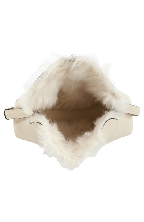 Shop Totême Toteme T-lock Genuine Shearling Clutch In Ecru