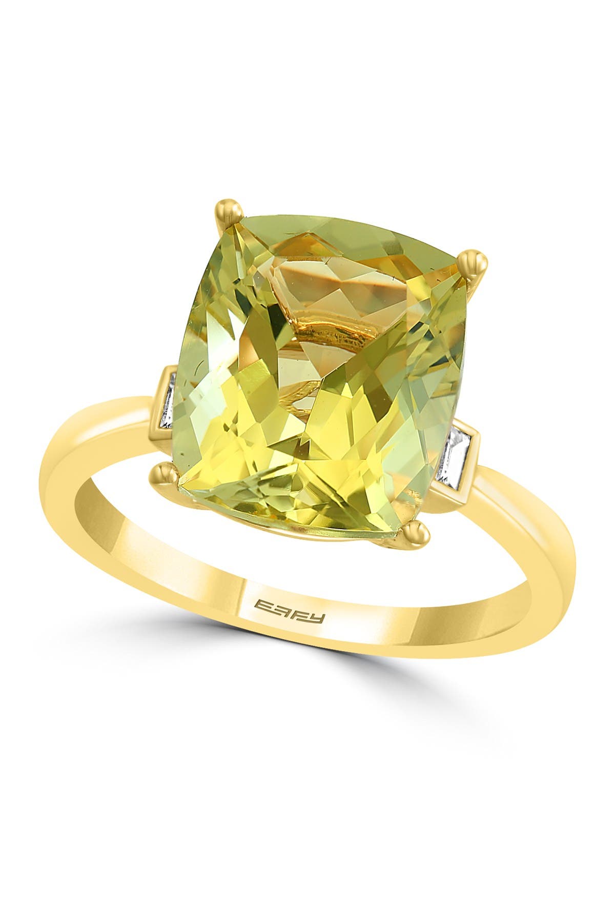 Effy 14k Yellow Gold Diamond & Lemon Quartz Ring In Green | ModeSens