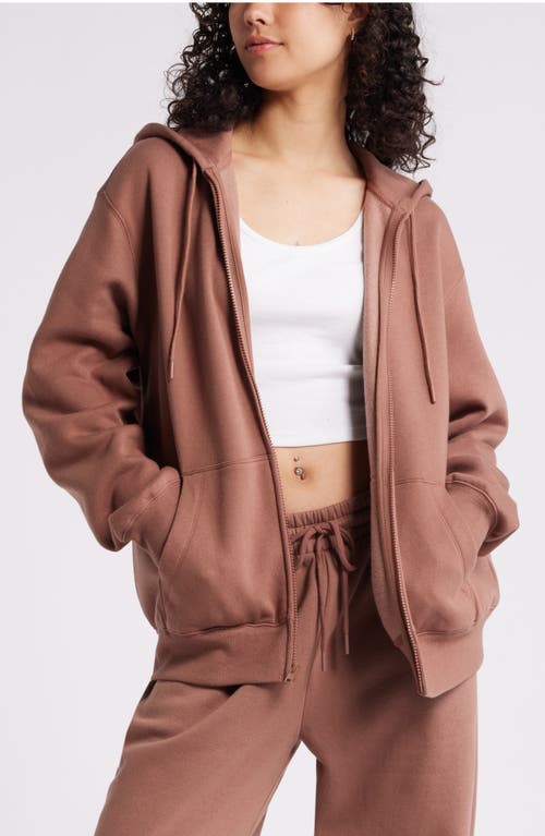 Bp. Oversize Zip Fleece Hoodie In Brown Topaz