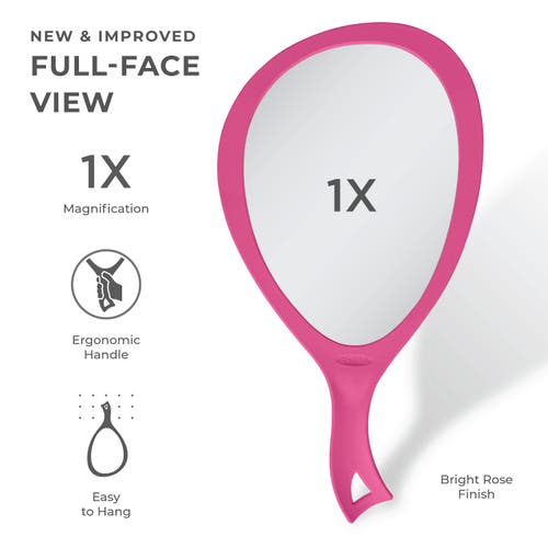 Zadro Xl Teardrop Handheld Mirror With Handle In Bright Pink