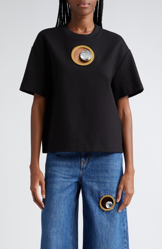 Shop Area Crystal Eyelet Relaxed Fit T-shirt In Black