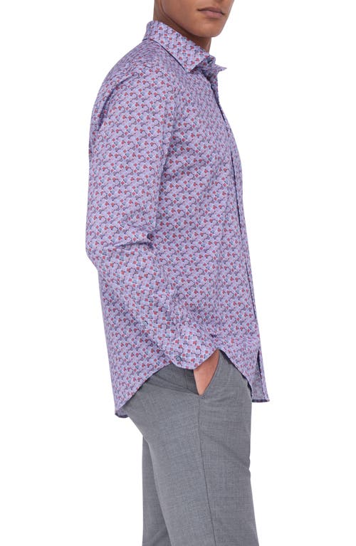 Bugatchi James Ooohcotton® Diagonal Check Button-up Shirt In Ruby