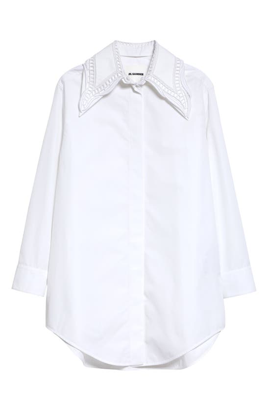 Shop Jil Sander Removable Collar Detail Oversize Poplin Button-up Shirt In Optic White