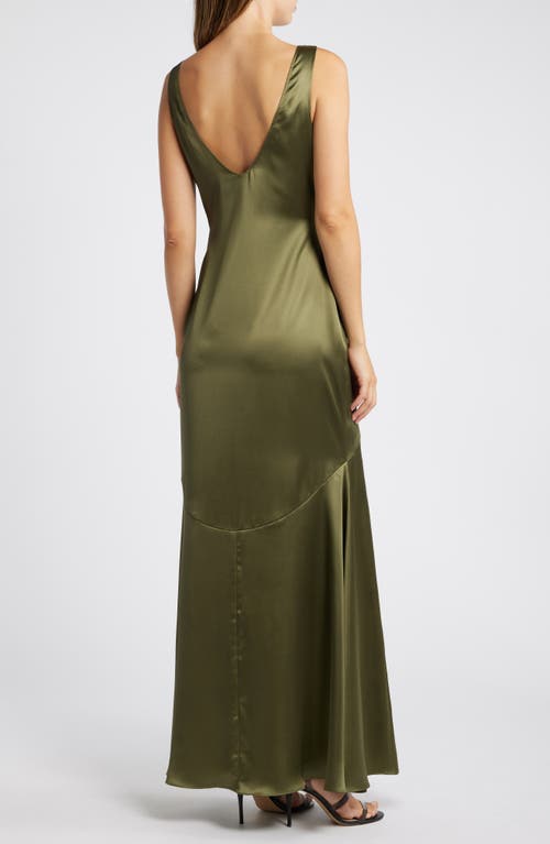 Shop Lulus Enchanting Sophistication Satin Slipdress In Olive