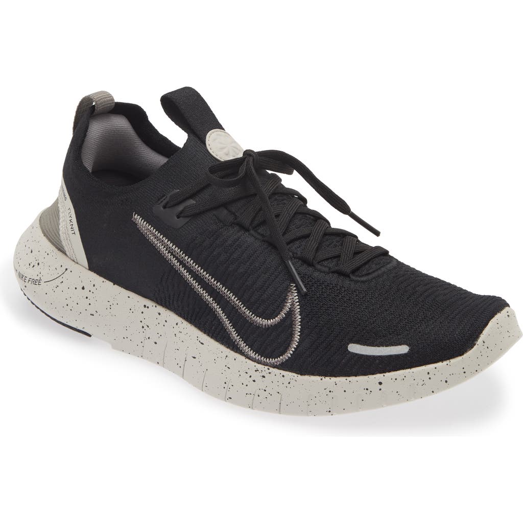 Nike Free Run Flyknit Next Nature Running Shoe In Black/flat Pewter/iron Ore