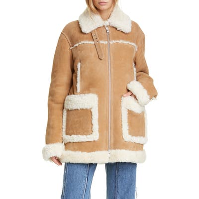 Maison Margiela Oversized Genuine Shearling Jacket, US / 40 IT - Brown