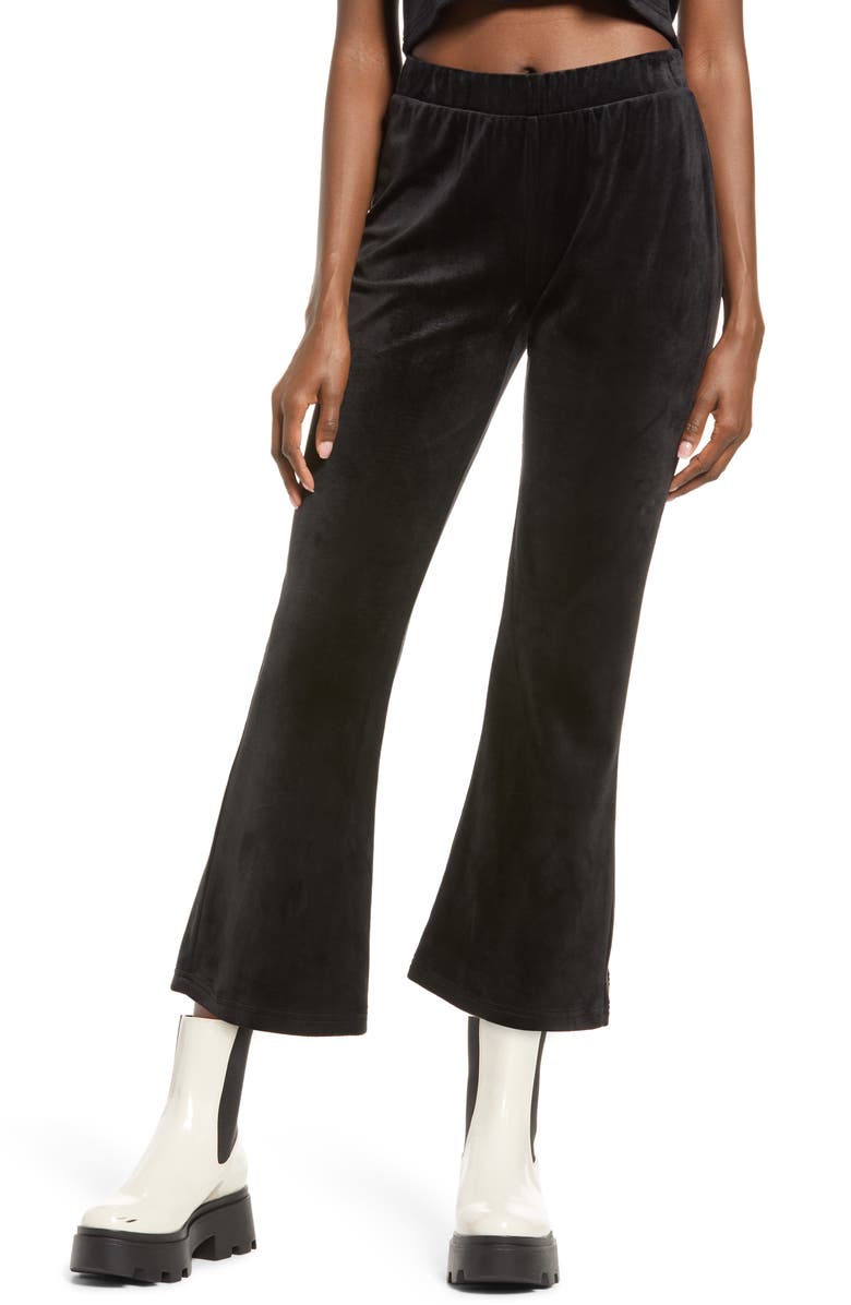 VERO MODA Athena Velvet Flare Crop Pants, Main, color, BLACK
