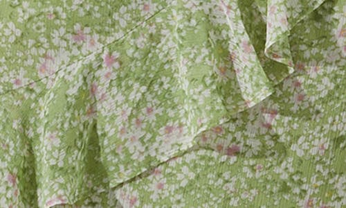 Shop Astr The Label Floral Ruffle Handkerchief Hem Midi Dress In Green White Floral