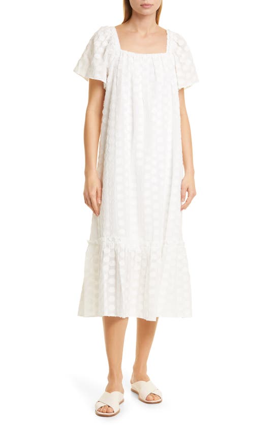 Club Monaco Polka Dot Cotton Blend Shift Dress In White/blanc | ModeSens