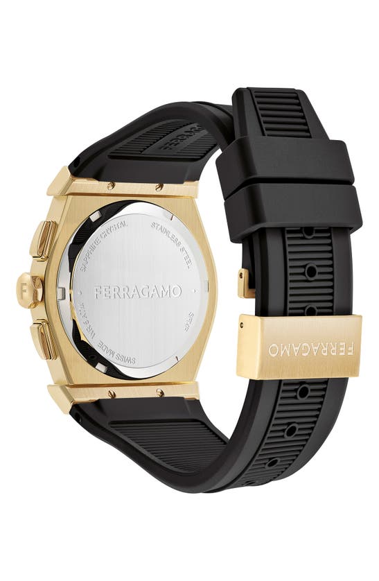 Shop Ferragamo Vega Chronograph Silicone Strap Watch, 42mm In Ip Yellow Gold